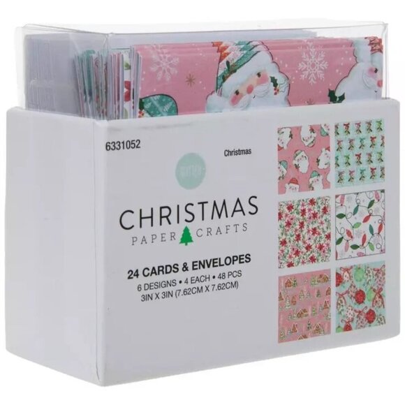 Christmas Yuletide Paper Mini Cards Envelope Set 24 Pcs 3x3 Hobby Lobby Coquette - Picture 9 of 9